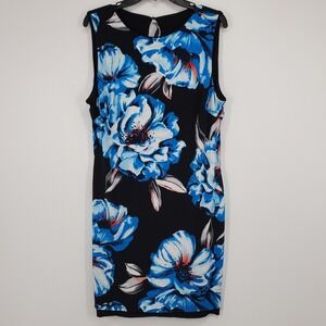 White House Black Market Floral Jersey Sheath Dress Size 12 Petite NEW B2
